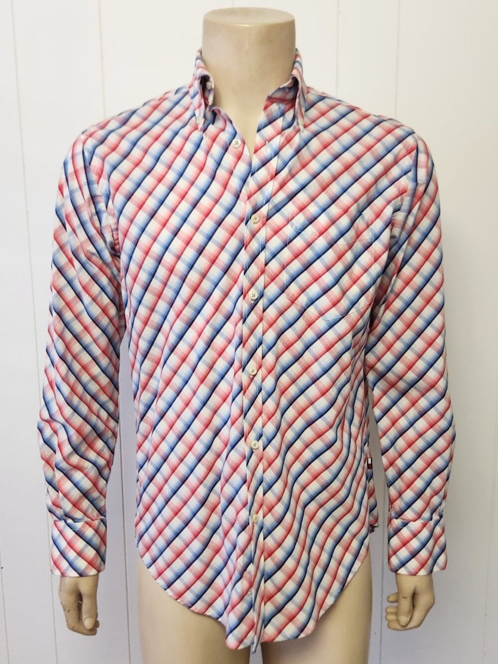 red white blue shirt S men's Tommy Hilfiger cotton check